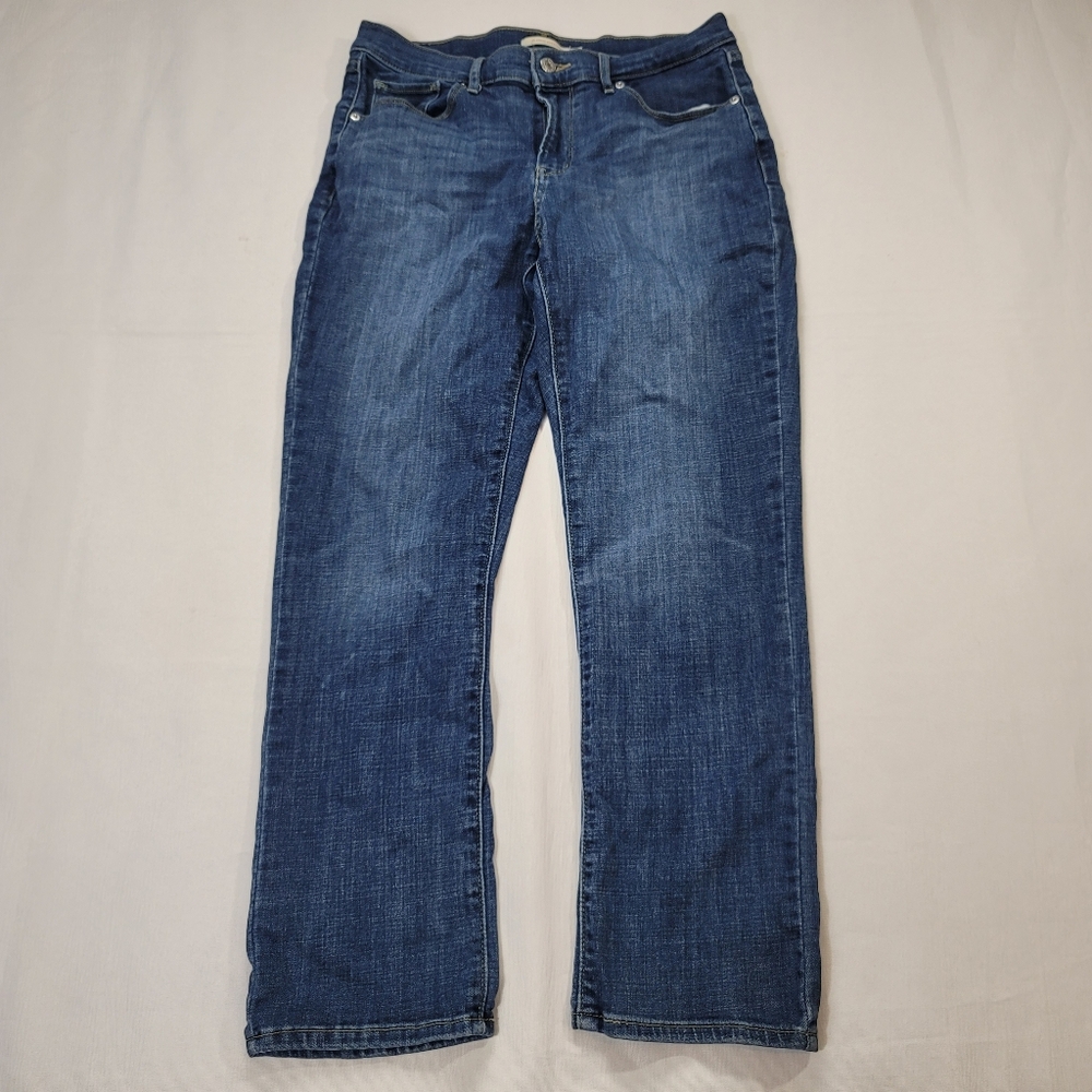 Levi's Women's Size 10S Classic Straight 30X28 Blue Jeans Dark Wash Stretch